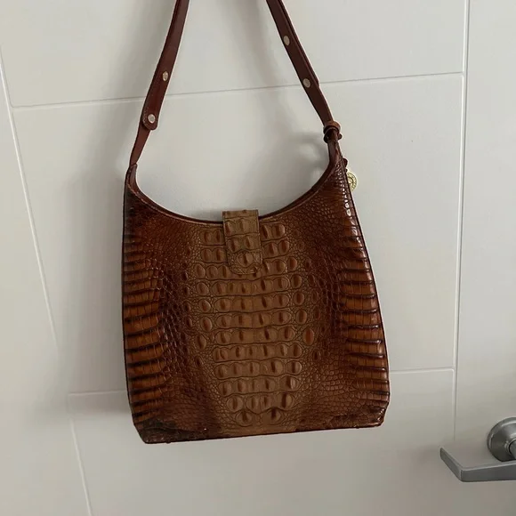 Brahmin Brown Crocodile Embossed Shoulder Bag - Picture 3 of 4